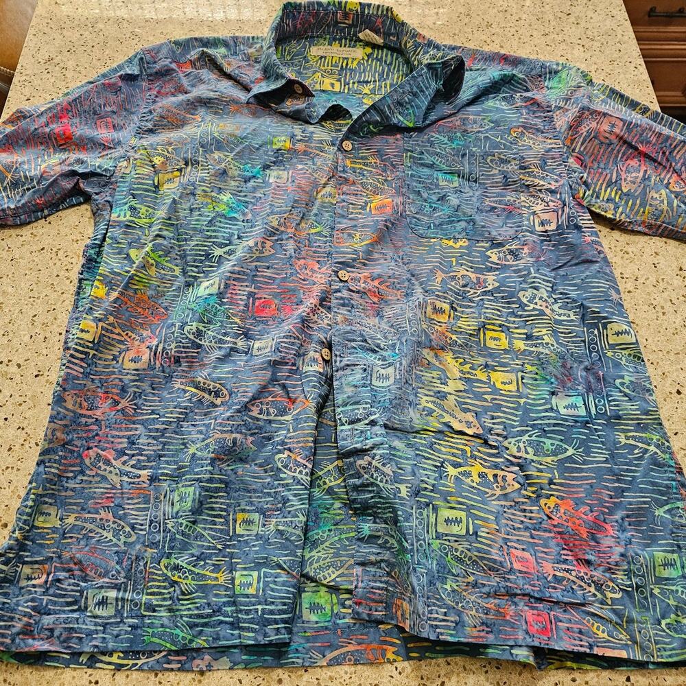 Colorful Abstract Print Short Sleeve Button-Up Shirt